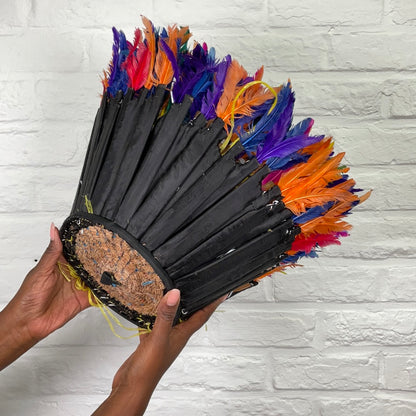 Juju hat medium #02 | CAMEROONDESCRIPTION
 
This multicolor Juju hat was handcrafted by the Bamiléké people of Cameroon. Also known as a Tyn hat, this ceremonial headdress was traditionally worn Juju hat medium #02Ineza African Interior Art